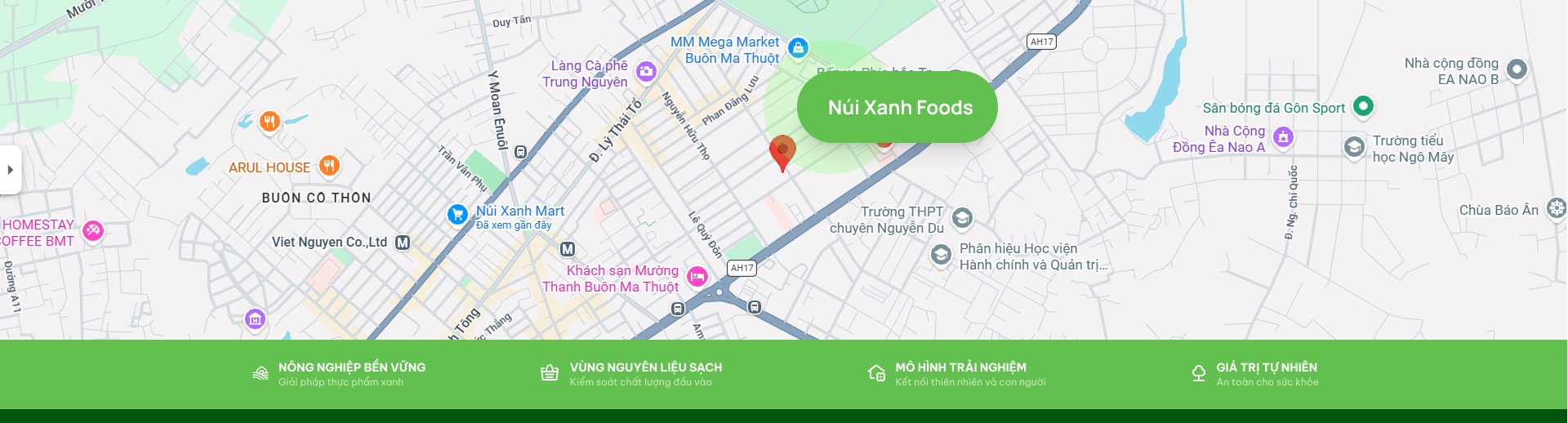 Bản đồ vị trí Núi Xanh Foods